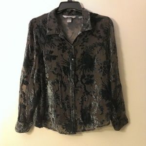 Soft by Avenue Floral Sheer Long Sleeve Shirt Top